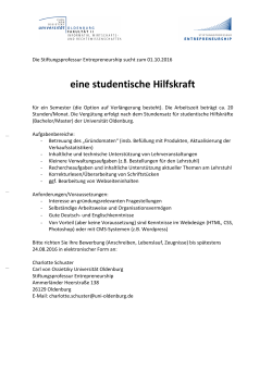 eine studentische Hilfskraft - Carl von Ossietzky Universität Oldenburg