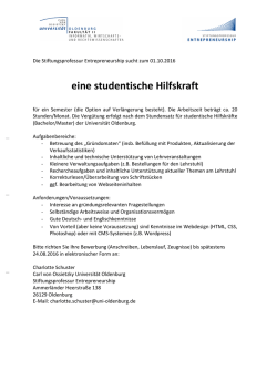 eine studentische Hilfskraft - Carl von Ossietzky Universit&auml;t Oldenburg