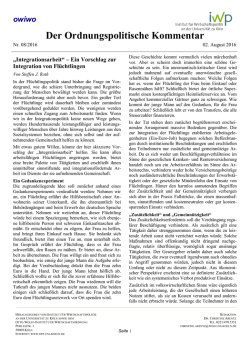 Ein Vorschlag zur Integration von Fl&uuml;chtlingen