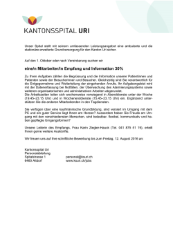 eine/n Mitarbeiter/in Empfang und Information 30%