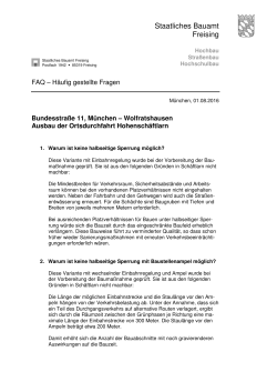 Information des Straßenbauamts Freising zur Sperrung der B11 in