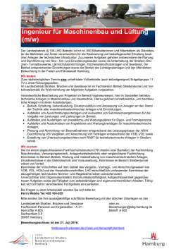 Ingenieur f&uuml;r Maschinenbau und L&uuml;ftung (m/w)