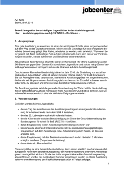Integration benachteiligter Jugendlicher in den Ausbildungsmarkt Hier