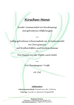 Hirschen-Menü - Hirschen Bünzen