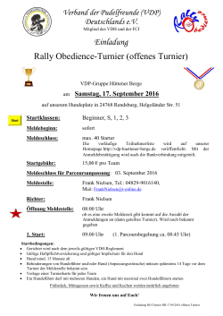 Einladung Rally Obedience-Turnier (offenes Turnier) - VDP