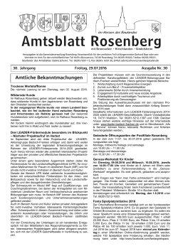Amtsblatt Rosenberg 29.07.2016 Wildernde Hunde