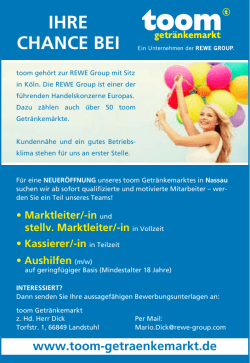 IHRE CHANCE BEI - toom Getr&auml;nkemarkt