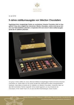 5-Jahres-Jubiläumsausgabe von Sélection Chocolatiers