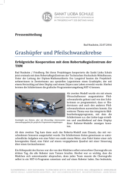 Grash&uuml; pfer &uuml;nd Pfeilschwanzkrebse