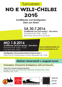 Turnverein Mo 1.8.2016 Sa 30.7.2016