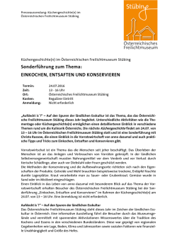 Sonderführung zum Thema Einkochen, Entsaften und Konservieren