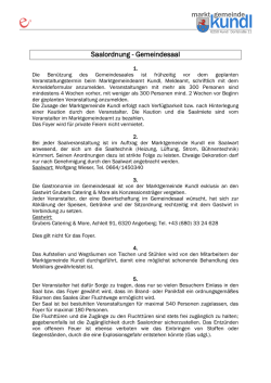 Saalordnung - Gemeindesaal