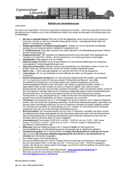Informationsbrief f&uuml;r die Anmeldung am