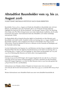 Altstadtfest Baumholder vom 19. bis 21. August 2016