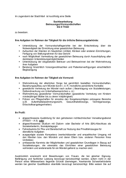 Im Jugendamt der Stadt Marl ist kurzfristig eine Stelle