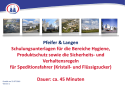 Hygiene und Food Defense Schulung Fahrpersonal