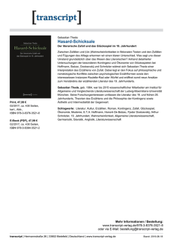 Hasard-Schicksale - transcript Verlag