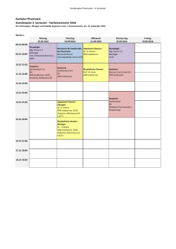 Bachelor Pharmazie Stundenplan 3. Semester