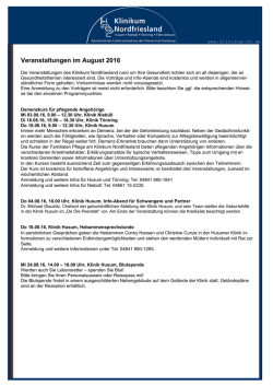 Veranstaltungen im August 2016