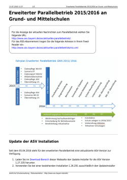 Erweiterter Parallelbetrieb 2015/2016 an Grund- und - ASV