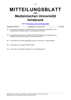 Ausgegeben am 03.08.2016 - Medizinische Universität Innsbruck
