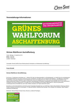 Grünes Wahlforum Aschaffenburg - Colos-Saal