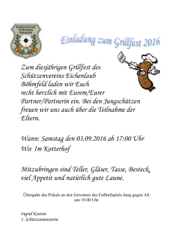 Einladung zur Grillfeier - Schützenverein Eichenlaub Böhmfeld