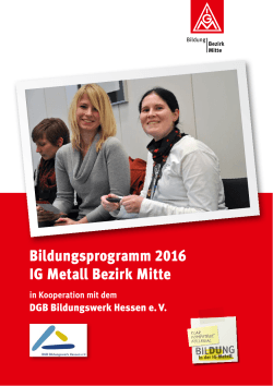 Bildungsprogramm 2016 IG Metall Bezirk Mitte