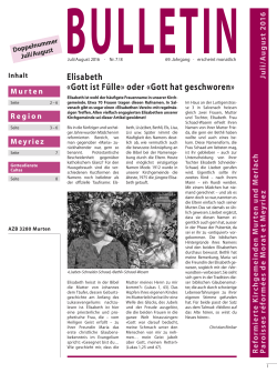 Bulletin Juli/August 2016 - Reformierte Kirchgemeinde Murten