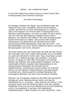 Telefon &ndash; das unbekannte Wesen In der DDR hatten bis zu deren