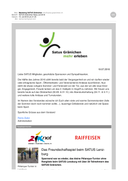 SATUS Gränichen News Juli 2016
