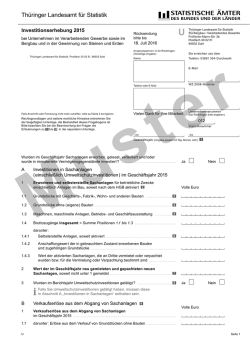 Investitionserhebung bei Unternehmen des Verarbeitenden