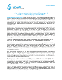 Pressemitteilung Solvay präsentiert auf der K 2016 fortschrittliche