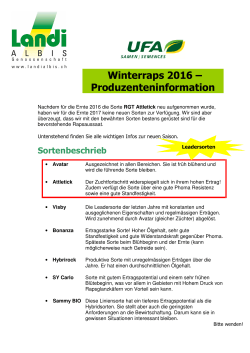 Winterraps 2016 – Produzenteninformation