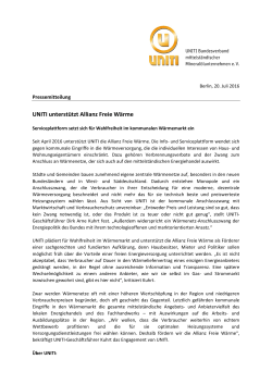 UNITI unterstützt Allianz Freie Wärme