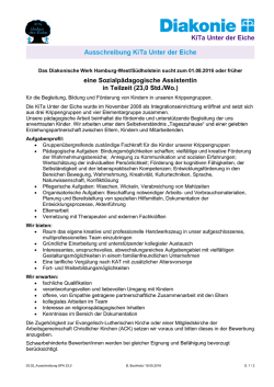 eine Sozialp&auml;dagogische Assistentin in Teilzeit (23,0 Std./Wo.) KiTa