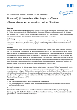 Doktorand(in) in Molekularer Mikrobiologie zum Thema - ZIEL