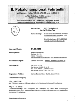 Ausschreibung - Voltigieren in Berlin