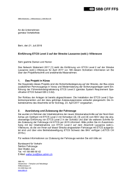 Einführung ETCS Level 2 auf der Strecke Lausanne (exkl.)