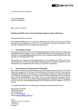 Einf&uuml;hrung ETCS Level 2 auf der Strecke Lausanne (exkl.)