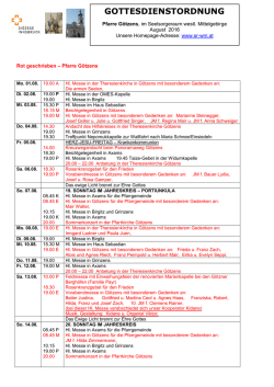 Gottesdienstordnung G&ouml;tzens August 2016