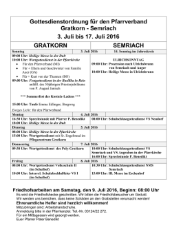 Gottesdienstordnung f&uuml;r den Pfarrverband