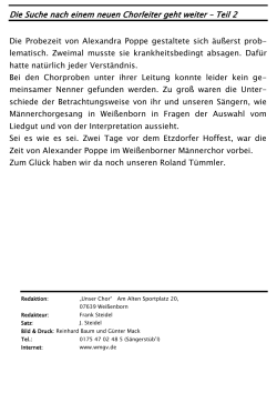 Die Suche nach einem neuen Chorleiter geht weiter &ndash; Teil 2 Die