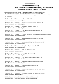 Wahl 2016 Wahlbekanntmachung