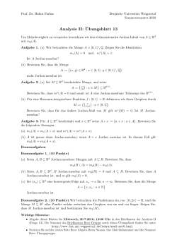Analysis II: ¨Ubungsblatt 13 - FA