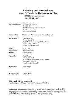 Einladung und Ausschreibung zum C-Turnier in Holzhausen