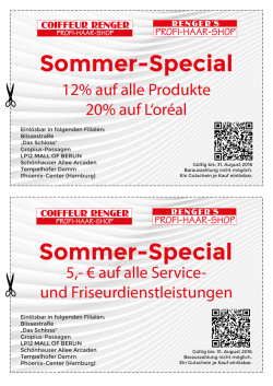 Gutschein Sommer 2016 - Rengers Profi Haar Shop