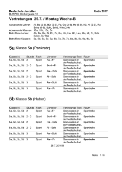 Vertretungen 25.7. / Montag Woche-B