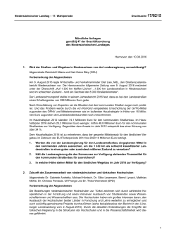 Drucksachen allgemein - Nieders&auml;chsischer Landtag