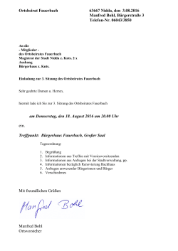 Einladung zur Ortsbeiratssitzung Fauerbach am 18.08.2016